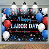 Lofaris Blue Glitter USA Style Black Happy Labor Day Backdrop